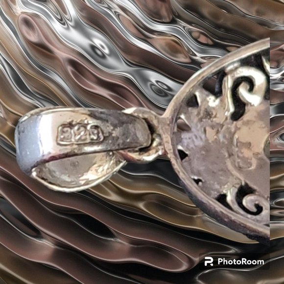 Handmade Sterling 925 Abalone Shell Pendant Signed With Makers Initials CFJ EUC - Picture 4 of 7